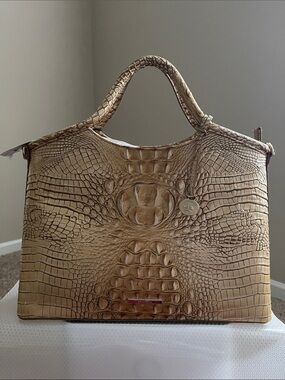 Brahmin Metallic Gold Croc-Embossed Tote